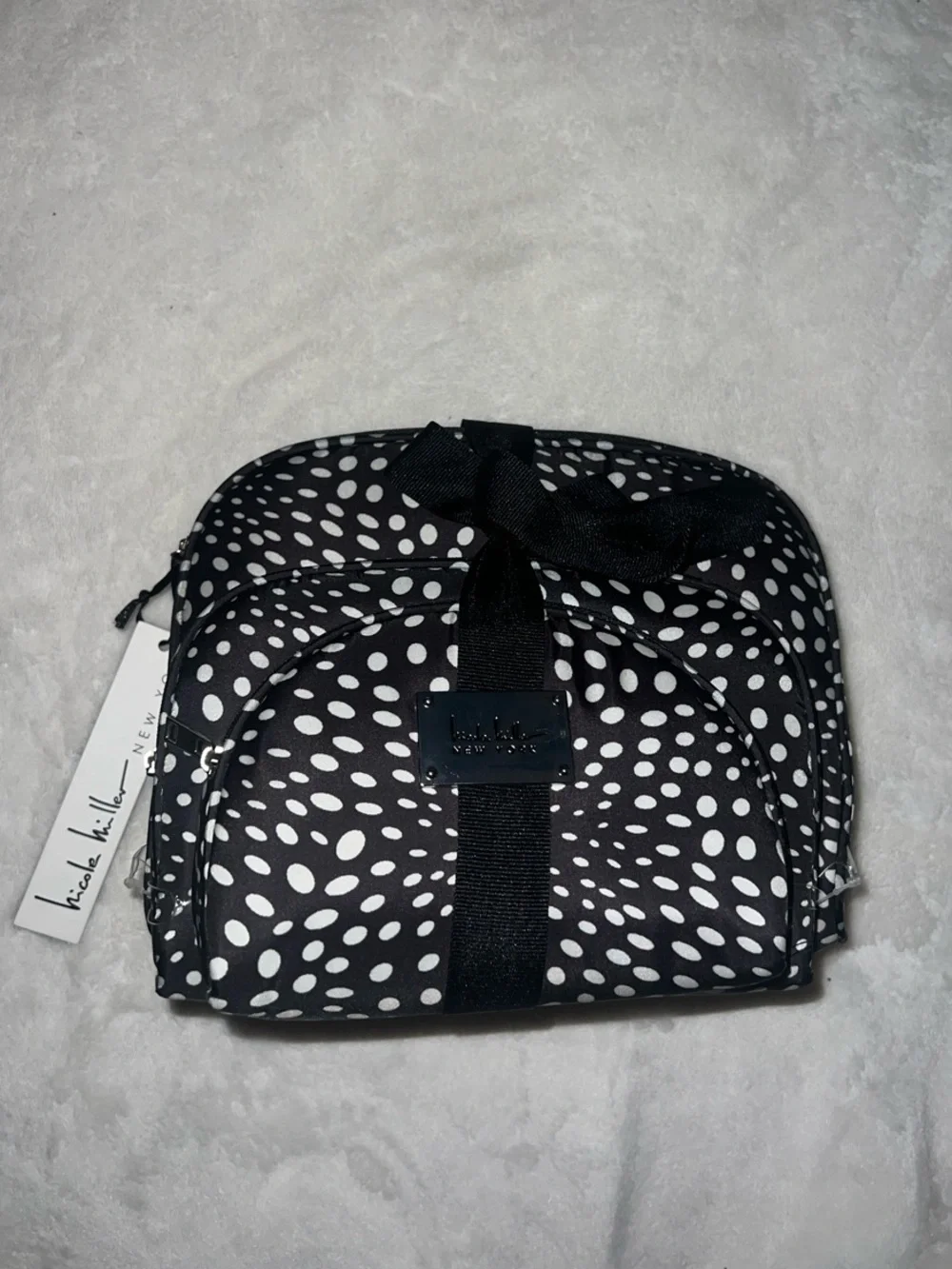 3 Nicole miller Black and White Polka Dot Cosmetic bags